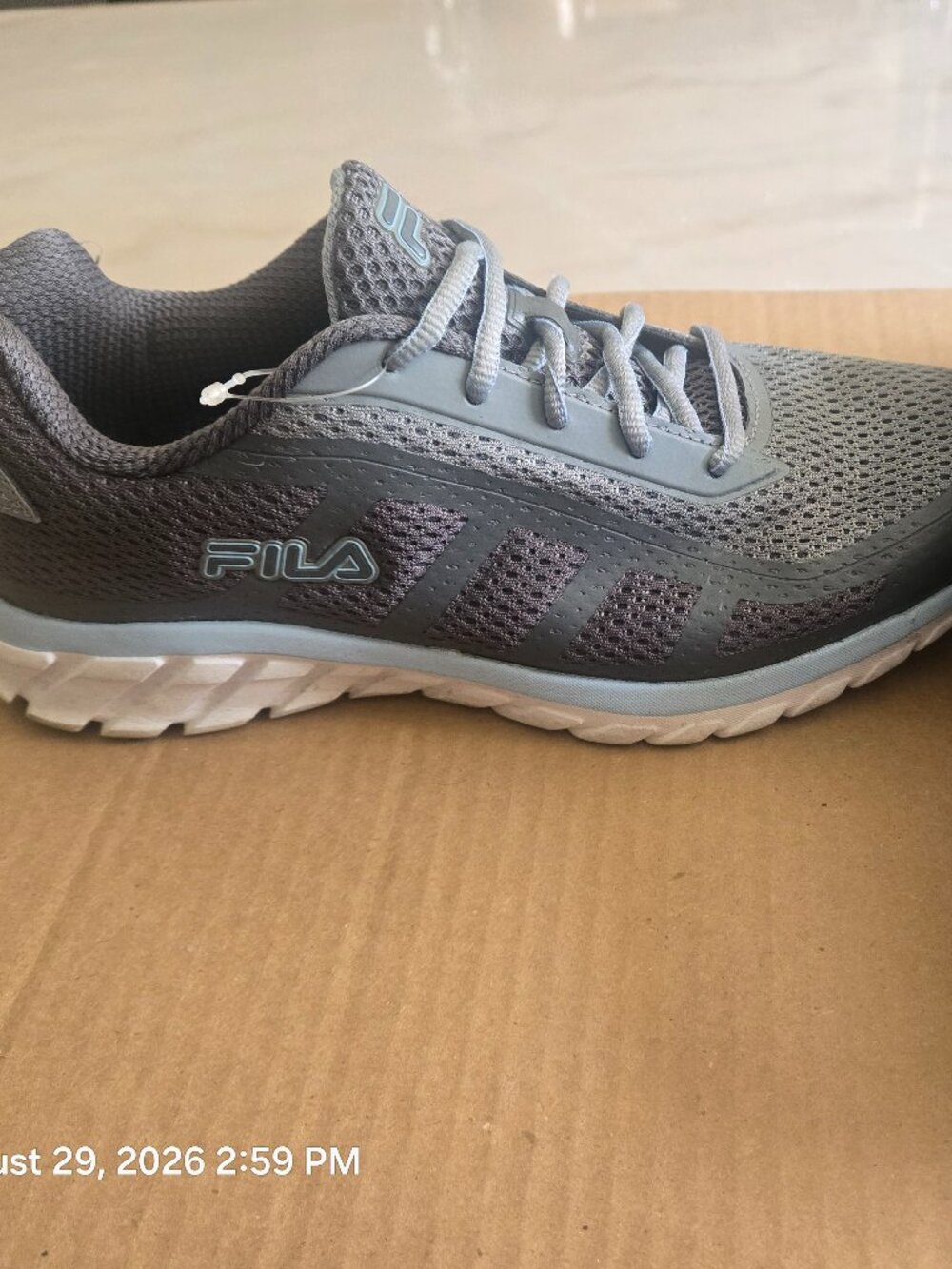 Women's Grey with Light Blue Trim 8.5 Memory Foam Cool Max Sneakers Shoes